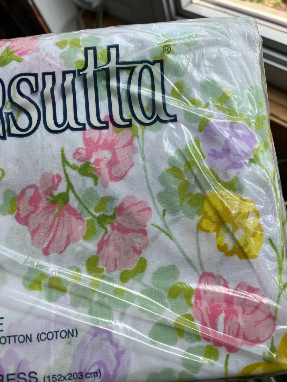 Vtg NIP Wamsutta Floral Sweet Pea No Iron Ultracale Queen Flat Sheet Made USA